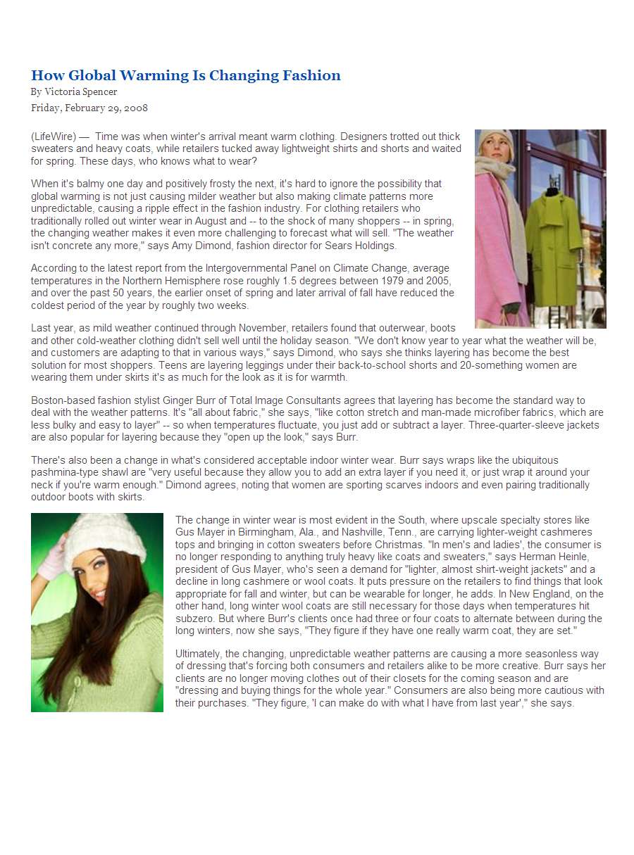 How Global Warming Is Changing Fashion - An article on Forecast Earth