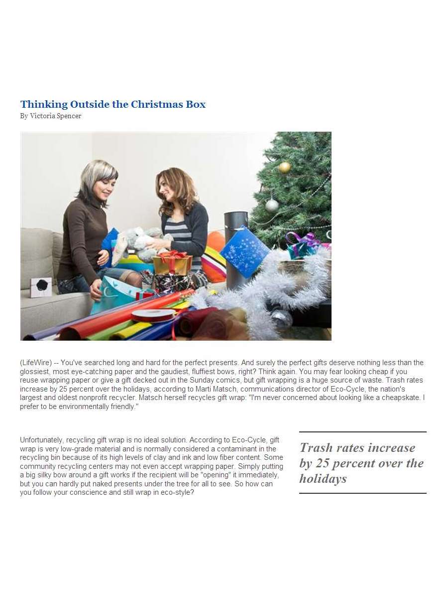 Thinking Outside the Christmas Box - An article on Forecast Earth - Page 1