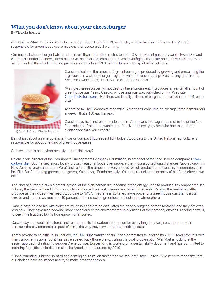 What you don't know about your cheeseburger - An article on Forecast Earth