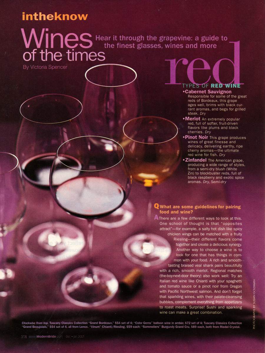 Wine of the Times - An article in Modern Bride - Page 1